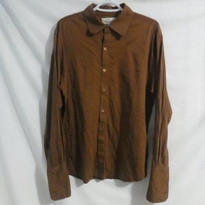 BILL BLASS MENS WEAR | medium | 100% Cotton | Brown Button Down Dress Shirt